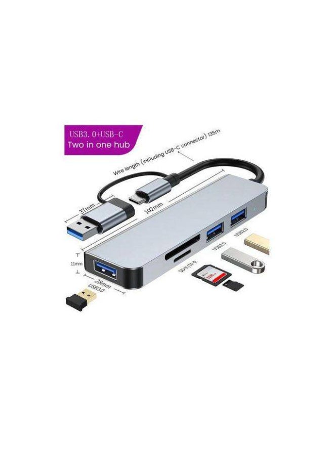 5-in-1 USB or Type-C Hub Includes 1 USB 3.0 Port, 2 USB 2.0 Ports, SD and Micro SD Card Reader - Image 2