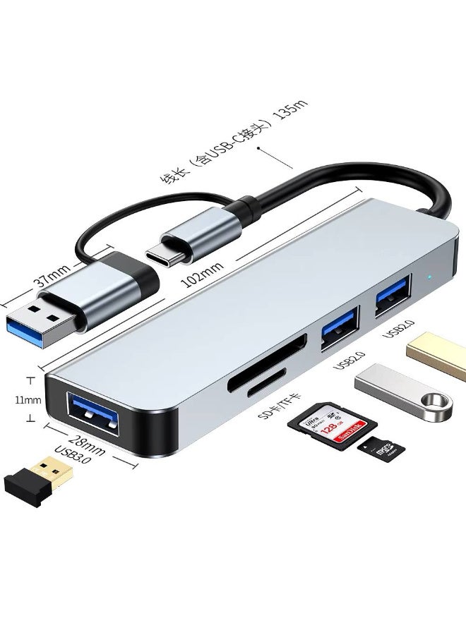 5-in-1 USB or Type-C Hub Includes 1 USB 3.0 Port, 2 USB 2.0 Ports, SD and Micro SD Card Reader - Image 4