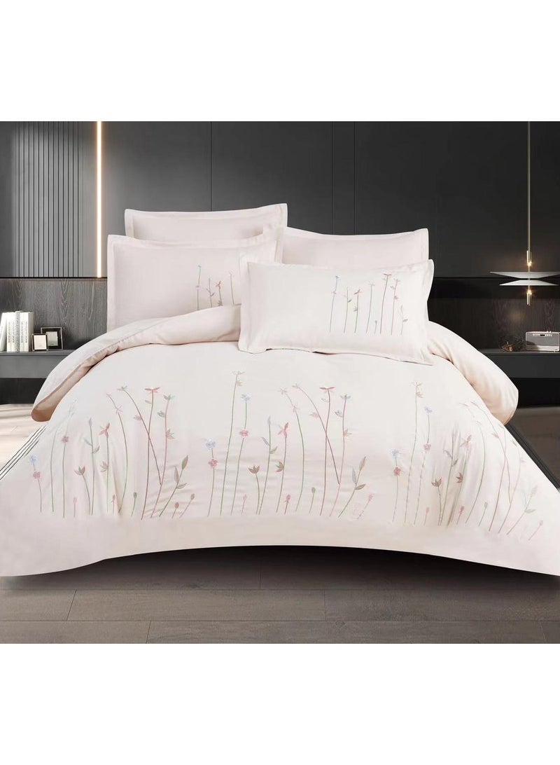 COMFY SOFT & LUXURIOUS 6 PC KING SIZE EMBROIDERED WHITE ROYALTY COMFORTER SET