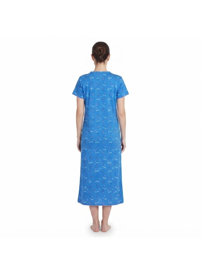 JOANNA Women's Short Sleeve Long Nightgown Printed Soft Sleepwear Maxi Dress - Image 2