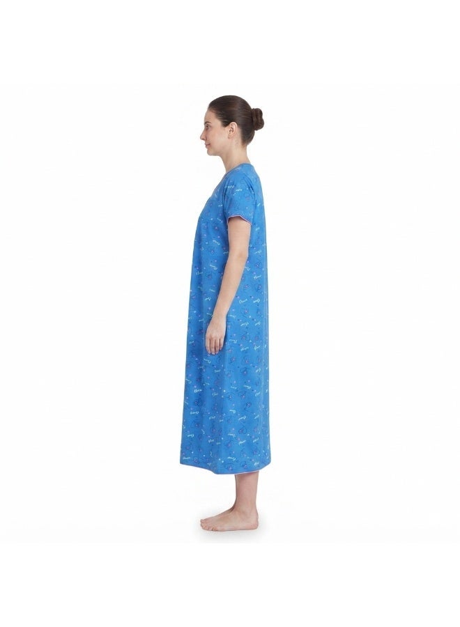 JOANNA Women's Short Sleeve Long Nightgown Printed Soft Sleepwear Maxi Dress - Image 3