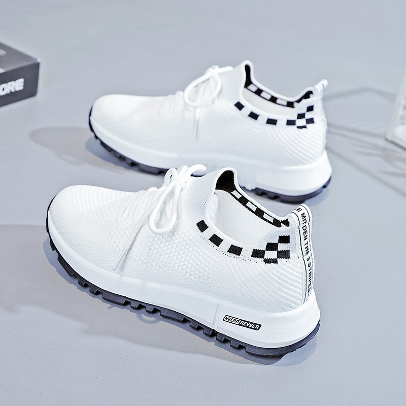 2023 Spring Womens Knit Slip-On Sneakers White and Black 