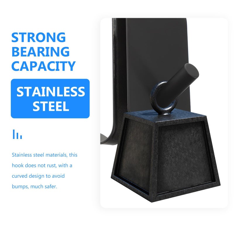 304 Stainless Steel Double Sided Shower Door Towel Hook Black - Image 4