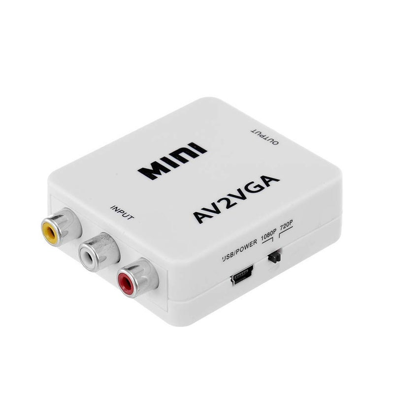 CARE CASE ® AV to VGA Adapter 1080P HD Mini VGA Converter, RCA to VGA HD Video Converter with 3.5mm Audio Jack for PC/Laptops/STB/Computer (White) - Image 1