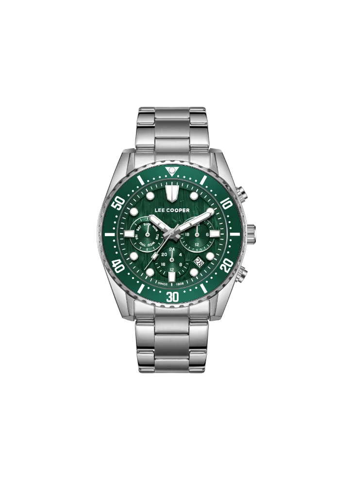 لي كوبر Men's Multi Function Display Watch With Silver Metal Strap - LC08101.370