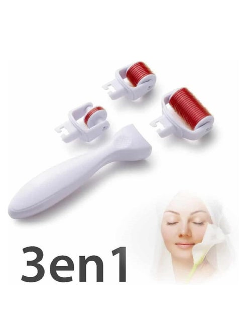 3 in 1 Derma Roller Set: The perfect solution for skin problems with 3 custom roller heads with different needle sizes, targeting acne wrinkle reduction, fighting signs of aging and rejuvenating skin around eyes, face and body for a healthy and attractive glow