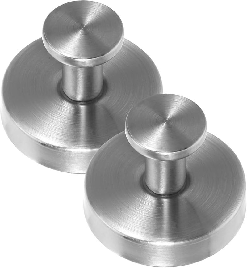 Heavy Duty Stainless Steel Suction Cup Hooks Silver 2 Pack For Bathroom Towels Kitchen - Image 1