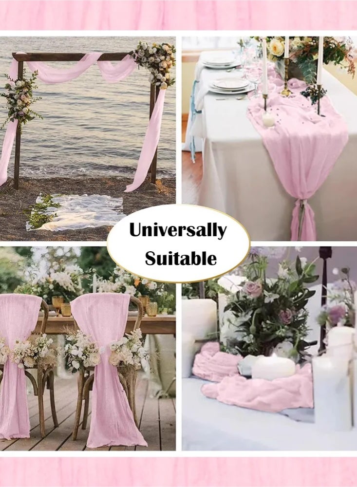 PHISMA Crumpled Gauze Table Runner, 90 x 300 cm Boho Gauze Table Runner for Wedding Bridal Baby Shower Birthday Party Table Decoration - Image 2