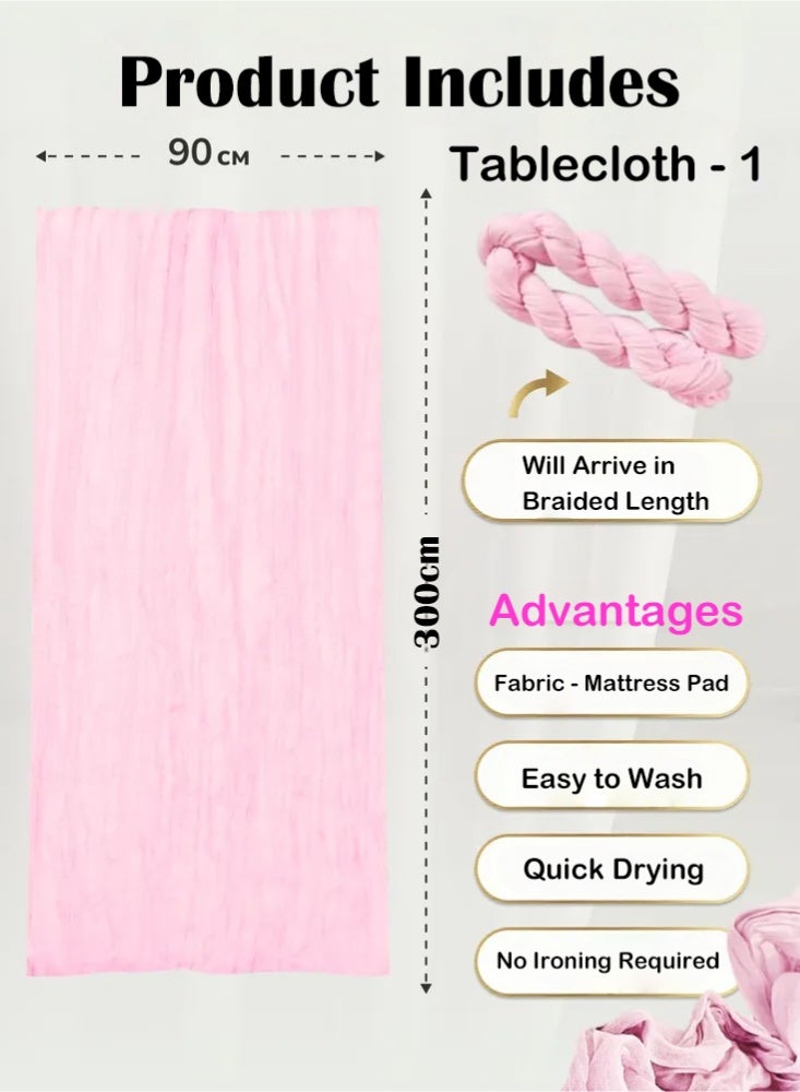 PHISMA Crumpled Gauze Table Runner, 90 x 300 cm Boho Gauze Table Runner for Wedding Bridal Baby Shower Birthday Party Table Decoration - Image 4