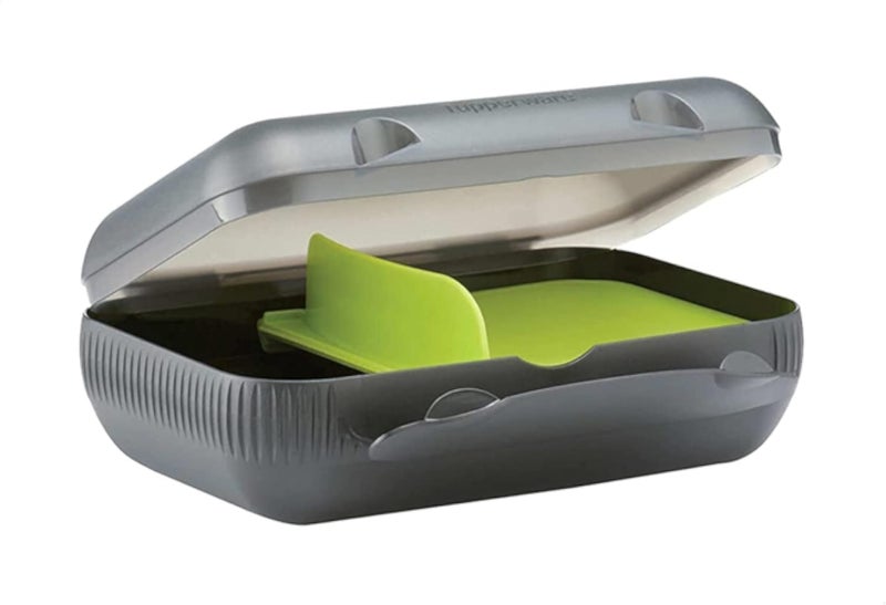 Tupperware Lunch Box with Separator - Gray and Green