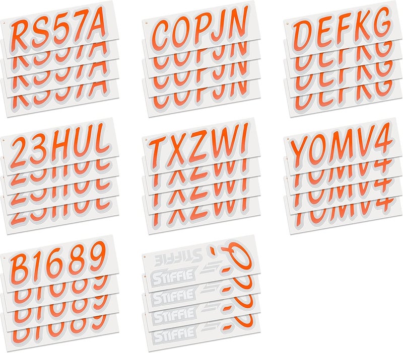 Stiffie Whipline Orange/Silver 3" Boat & PWC Registration Decals • Numbers Letters Stickers - Image 4