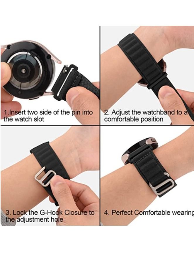 Generic - Alpine Loop 22mm Compatible With Oraimo Tempo W 2 OSW20- Smart WatchSport, Durable Sport Nylon Strap With Titanium G Hook  Black - Image 1
