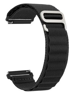 Generic Alpine Loop 22mm Compatible With Oraimo Tempo W 2 OSW20- Smart WatchSport, Durable Sport Nylon Strap With Titanium G Hook  Black  - Image 1