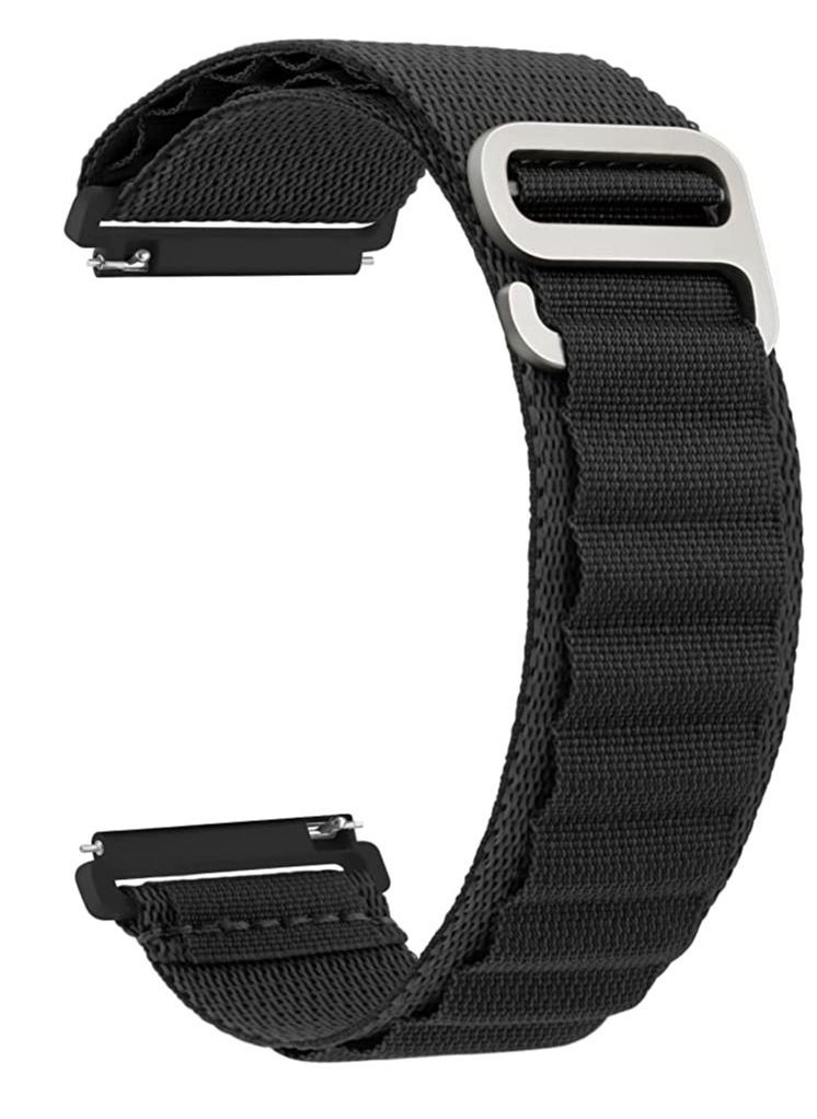 Generic - Alpine Loop 22mm Compatible With Oraimo Tempo W 2 OSW20- Smart WatchSport, Durable Sport Nylon Strap With Titanium G Hook  Black - Image 1