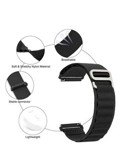 Generic Alpine Loop 22mm Compatible With Oraimo Tempo W 2 OSW20- Smart WatchSport, Durable Sport Nylon Strap With Titanium G Hook  Black  - Image 2