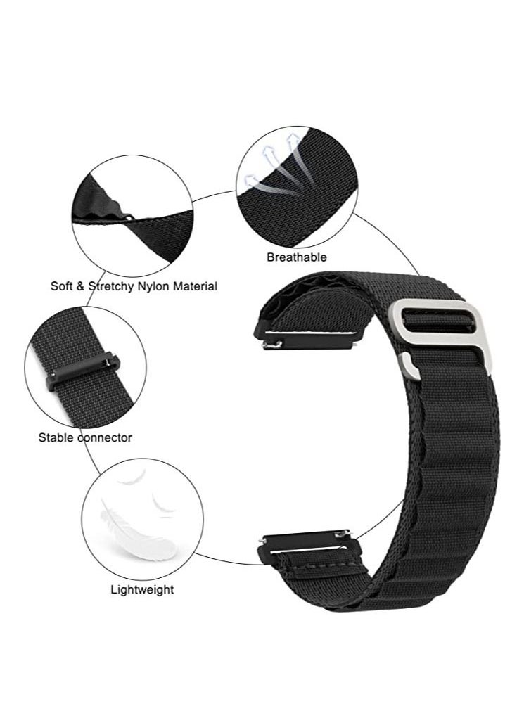 Generic - Alpine Loop 22mm Compatible With Oraimo Tempo W 2 OSW20- Smart WatchSport, Durable Sport Nylon Strap With Titanium G Hook  Black - Image 1