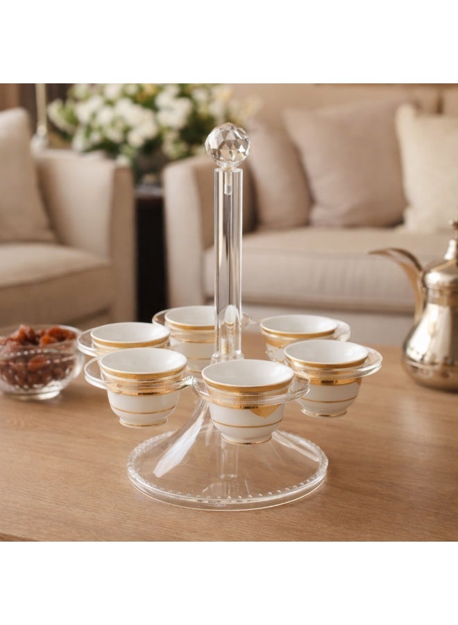 دانيا ✨ حامل 6 فناجين قهوة من الأكريليك الفاخر – تصميم أنيق لتنظيم وتقديم الضيافة ☕🤍 - Image 1