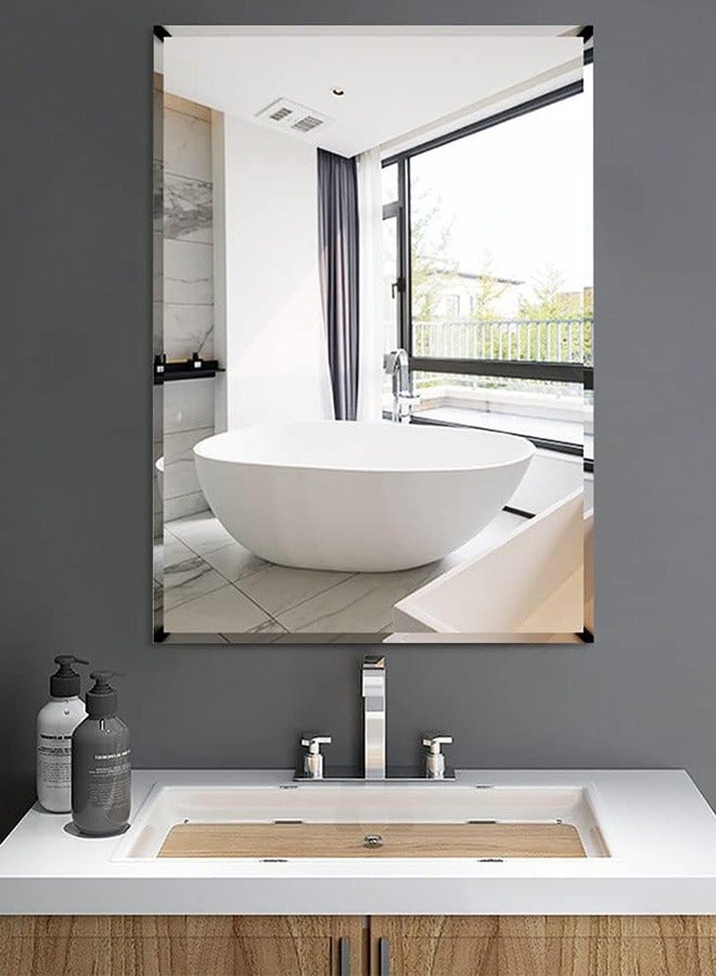 مرآة الحمام الغرور مرآة مكياج مثبتة على الحائط مرآة مستطيلة بدون إطار للحمام وغرفة النوم وطاولة الزينة عمودية أو أفقية معلقة 60 * 80 سم - Image 1