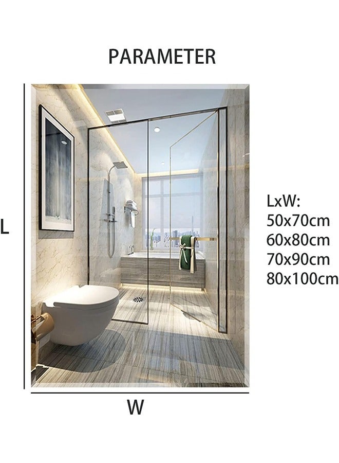 مرآة الحمام الغرور مرآة مكياج مثبتة على الحائط مرآة مستطيلة بدون إطار للحمام وغرفة النوم وطاولة الزينة عمودية أو أفقية معلقة 60 * 80 سم - Image 3