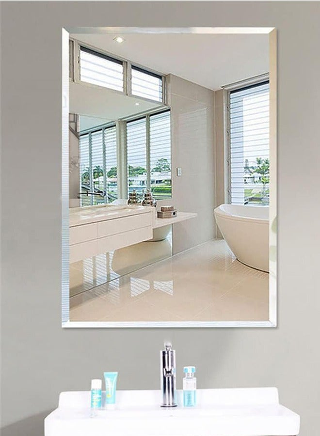 مرآة الحمام الغرور مرآة مكياج مثبتة على الحائط مرآة مستطيلة بدون إطار للحمام وغرفة النوم وطاولة الزينة عمودية أو أفقية معلقة 60 * 80 سم - Image 2