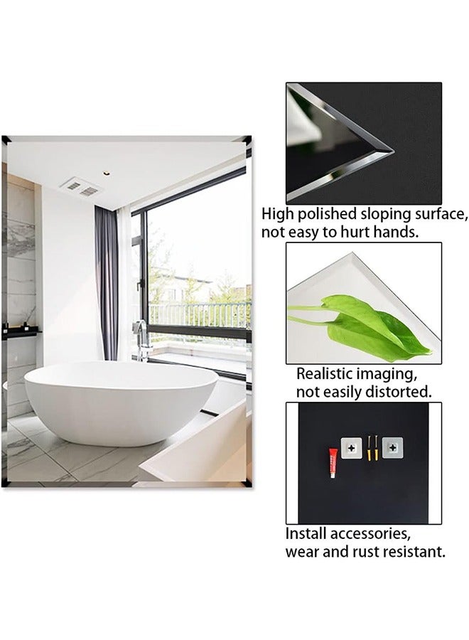 مرآة الحمام الغرور مرآة مكياج مثبتة على الحائط مرآة مستطيلة بدون إطار للحمام وغرفة النوم وطاولة الزينة عمودية أو أفقية معلقة 60 * 80 سم - Image 4