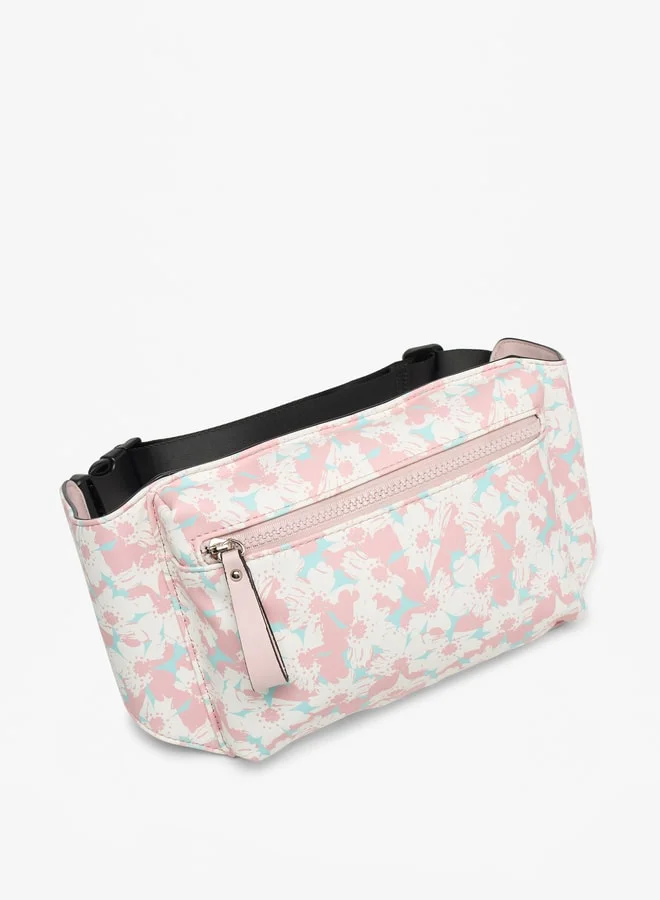 MISSY Floral Print Backpack with Detachable Front Pocket - 31x40x13 cm
