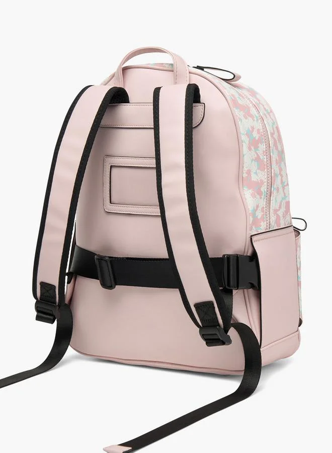 Missy PINK Floral Print School Backpack With Detachable Front Pocket - 31X40X13 Cm for Women | Best Price UAE