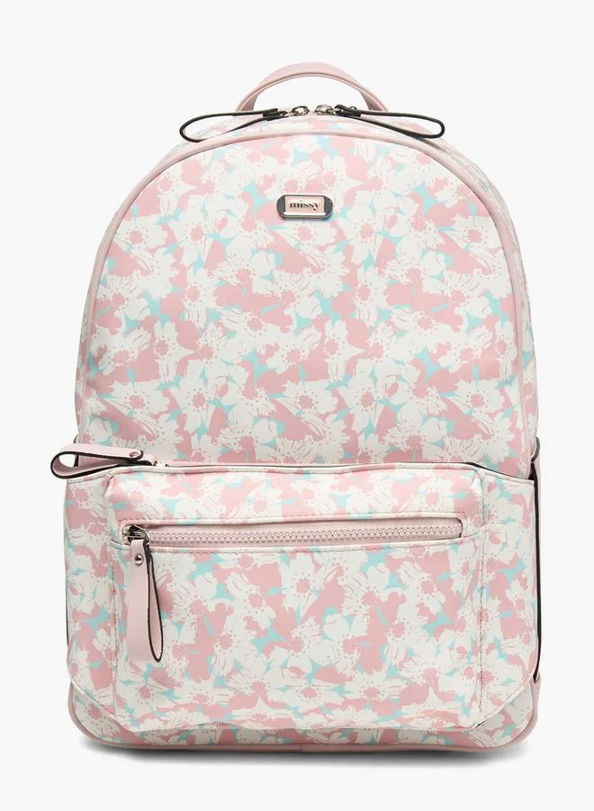 Floral Print School Backpack With Detachable Front Pocket - 31X40X13 Cm