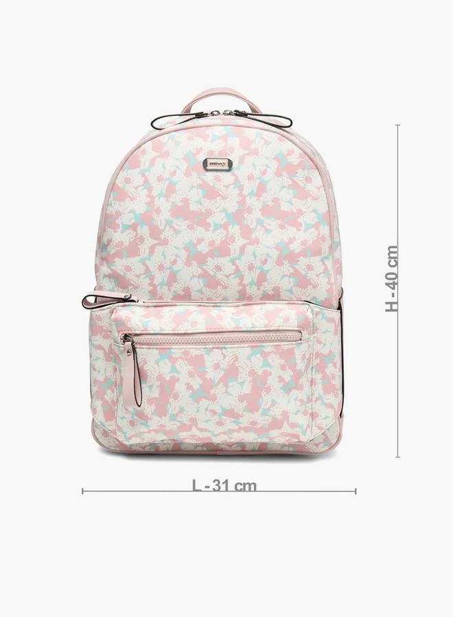 Missy PINK Floral Print School Backpack With Detachable Front Pocket - 31X40X13 Cm for Women | Best Price UAE