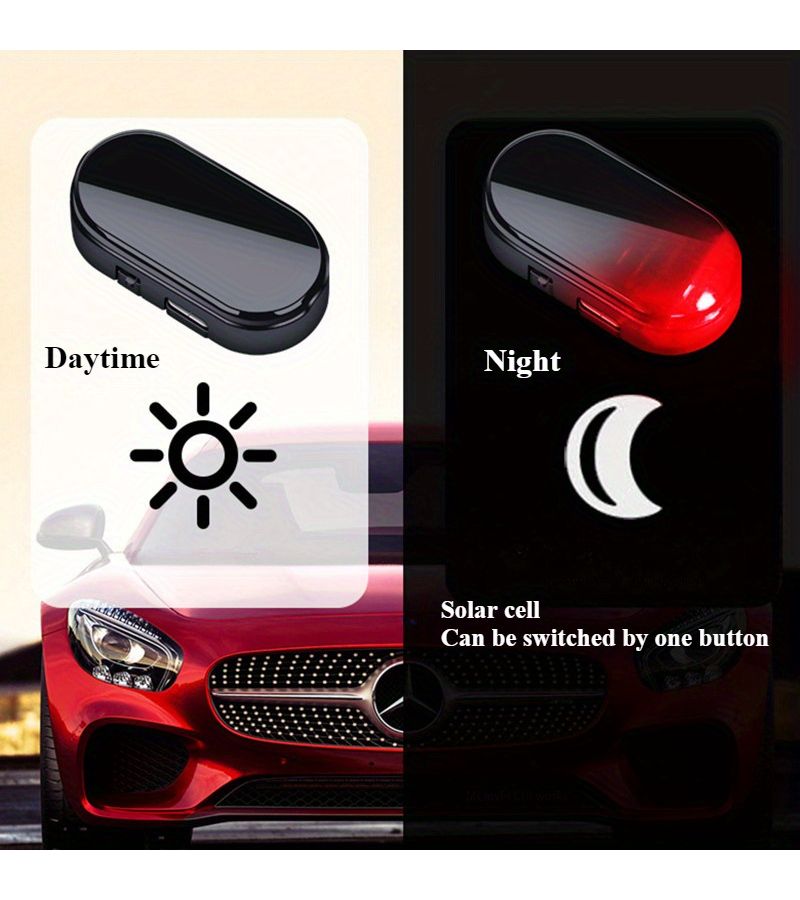 1 قطعة ضوء شمسي محمول مضاد للسرقة باللون الأزرق، ضوء تذكير LED داخلي للسيارة يعمل بالاستشعار، إكسسوار ليلي لركن السيارة، شحن شمسي وشحن عبر نوع C بطريقتين. - Image 1