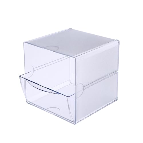 Deflecto Stackable Cube Organizer, Desk and Craft Organizer, 1 Drawer, Clear, Removable Drawer, 6"W x 6"H x 7"D (350801) - Image 1