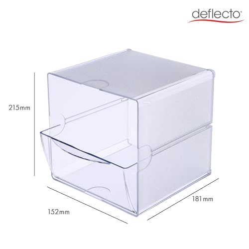Deflecto Stackable Cube Organizer, Desk and Craft Organizer, 1 Drawer, Clear, Removable Drawer, 6"W x 6"H x 7"D (350801) - Image 2