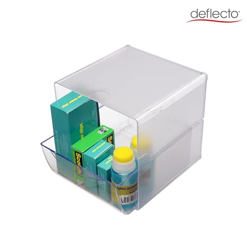 Deflecto Stackable Cube Organizer, Desk and Craft Organizer, 1 Drawer, Clear, Removable Drawer, 6"W x 6"H x 7"D (350801) - Image 3
