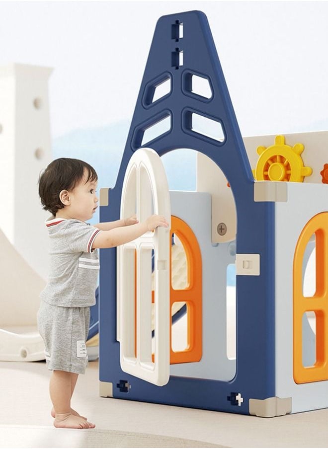 JSAITOYS - Pirate Ship Theme Toddler House Modern Kid Plastic Indoor Playhouse For Child With Slide - Image 1