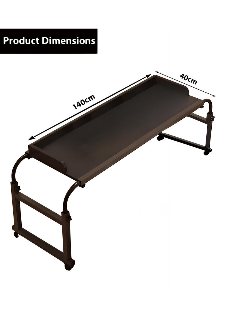 Over Bed Table with Wheels, Height Adjustable Laptop Table, Computer Desk for Home Bedroom Living Room Design With Baffle Black 140x40cm