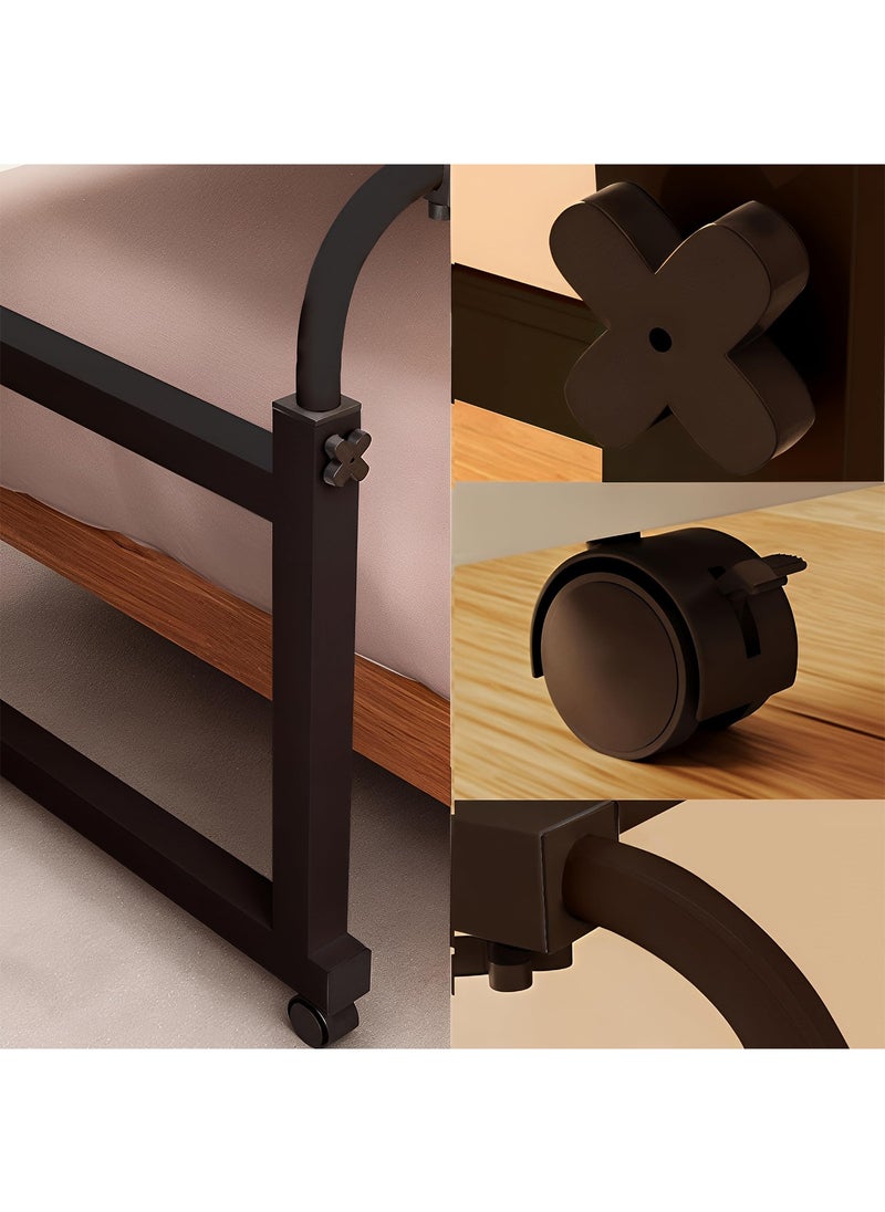Over Bed Table with Wheels, Height Adjustable Laptop Table, Computer Desk for Home Bedroom Living Room Design With Baffle Black 140x40cm