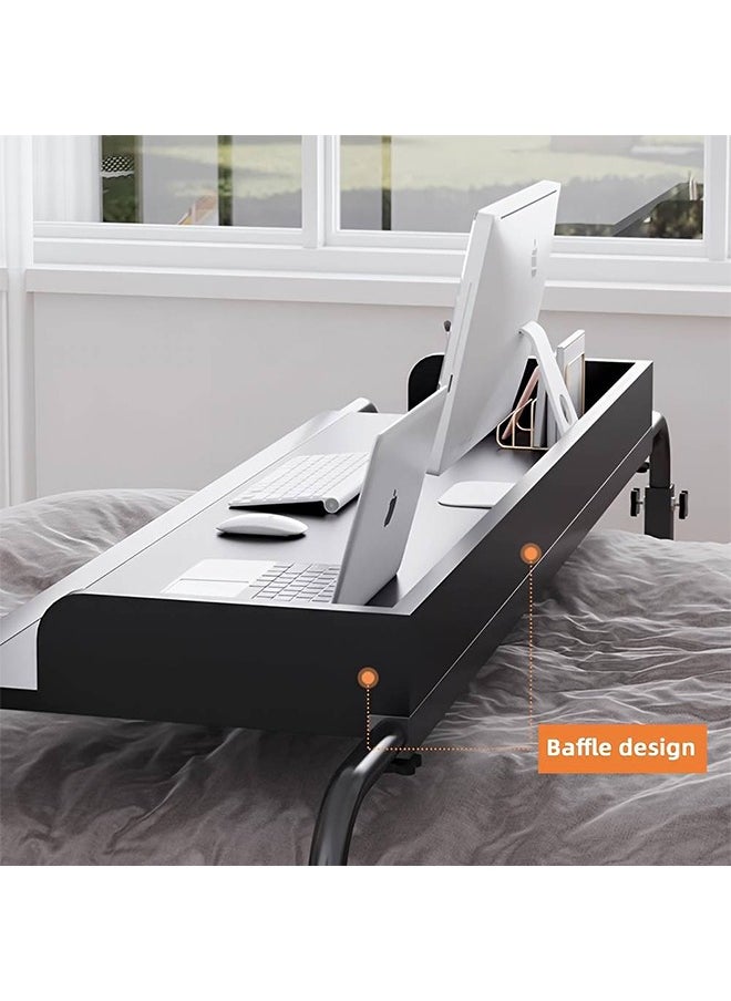 Over Bed Table with Wheels, Height Adjustable Laptop Table, Computer Desk for Home Bedroom Living Room Design With Baffle Black 140x40cm