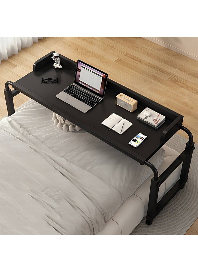Over Bed Table with Wheels, Height Adjustable Laptop Table, Computer Desk for Home Bedroom Living Room Design With Baffle Black 140x40cm