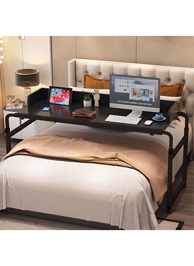 Over Bed Table with Wheels, Height Adjustable Laptop Table, Computer Desk for Home Bedroom Living Room Design With Baffle Black 140x40cm