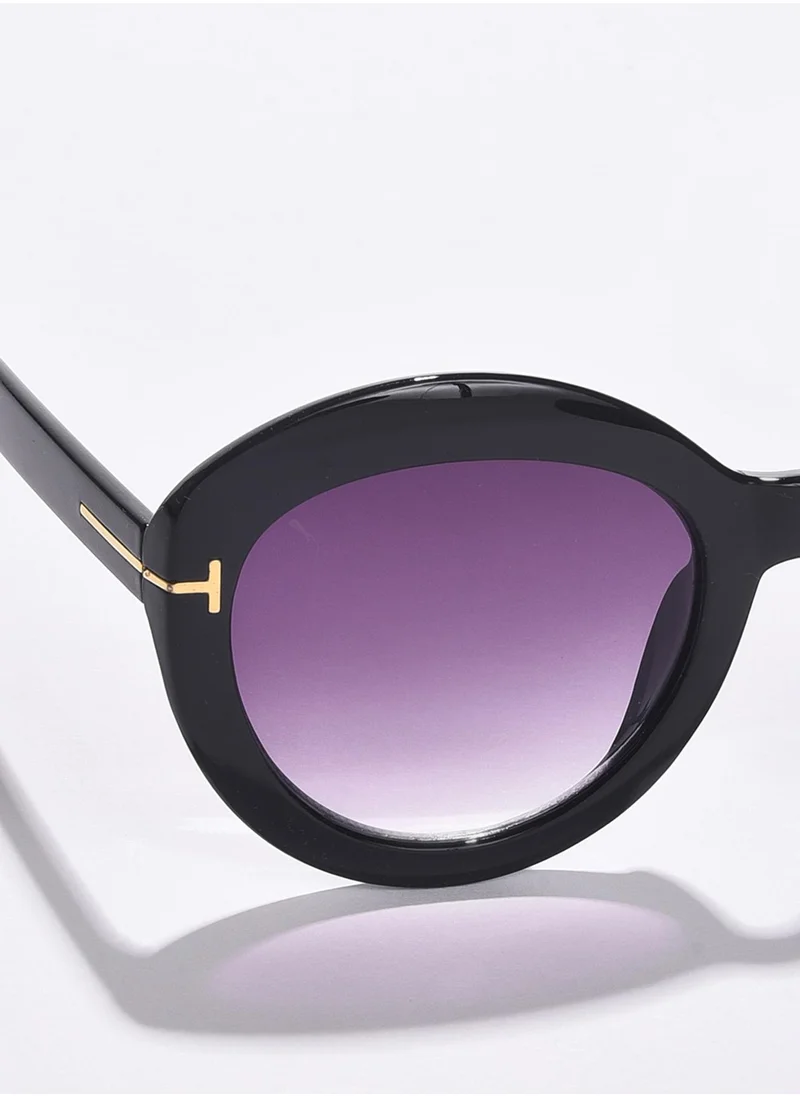 Haute Sauce Purple Lens Black Oval Sunglasses