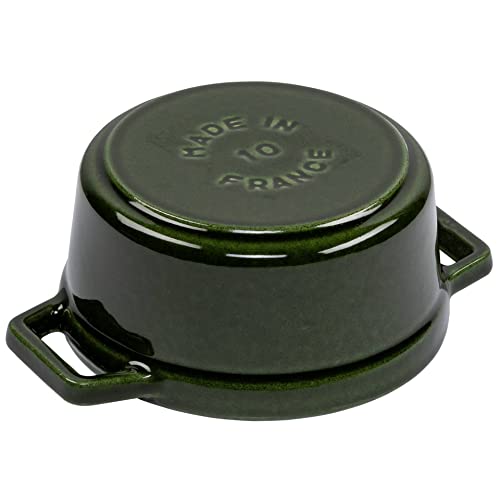 Staub La Cocotte Round 40509-804 Mini Pico Cocotte Round Basil Green 40509-804 Small Two-Handed Enameled Pot - Image 3
