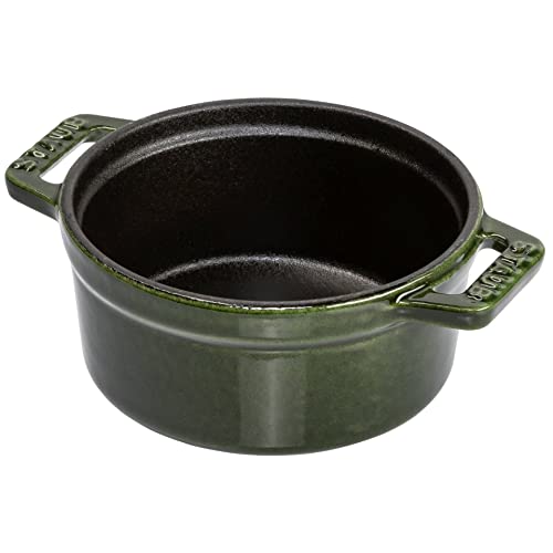 Staub La Cocotte Round 40509-804 Mini Pico Cocotte Round Basil Green 40509-804 Small Two-Handed Enameled Pot - Image 2