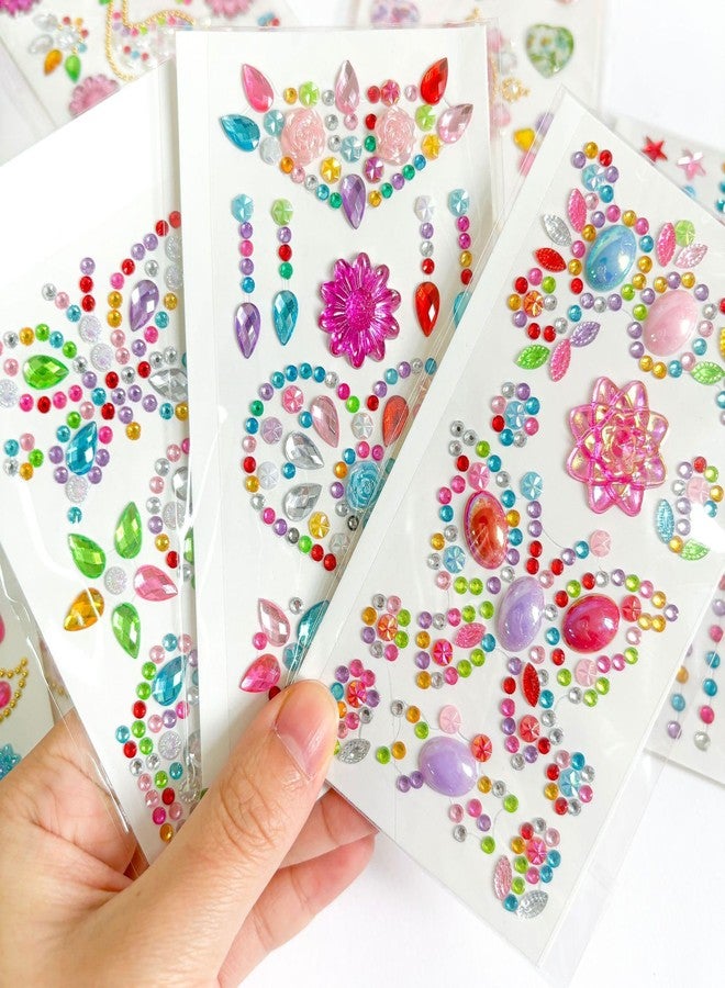 MAXLEAF 8 Pads Gemstone Deco Sticker for DIY Craft, Colorful Diamond Gems Round Square Stars Butterflies Stickers, Maxleaf Transparent Decorative Stickers for Scrapbooking Journals Art Supplies - Image 2