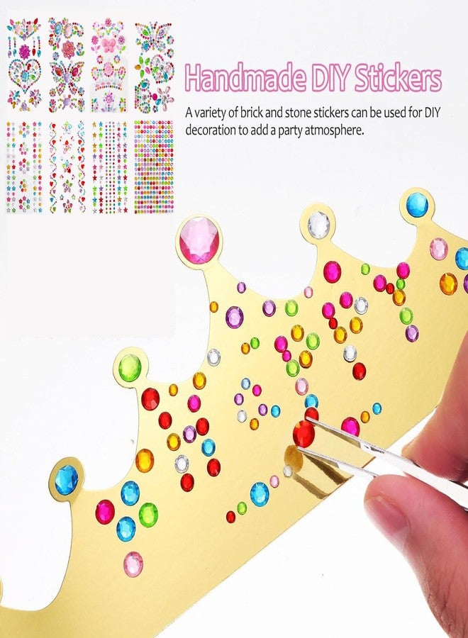 MAXLEAF 8 Pads Gemstone Deco Sticker for DIY Craft, Colorful Diamond Gems Round Square Stars Butterflies Stickers, Maxleaf Transparent Decorative Stickers for Scrapbooking Journals Art Supplies - Image 3