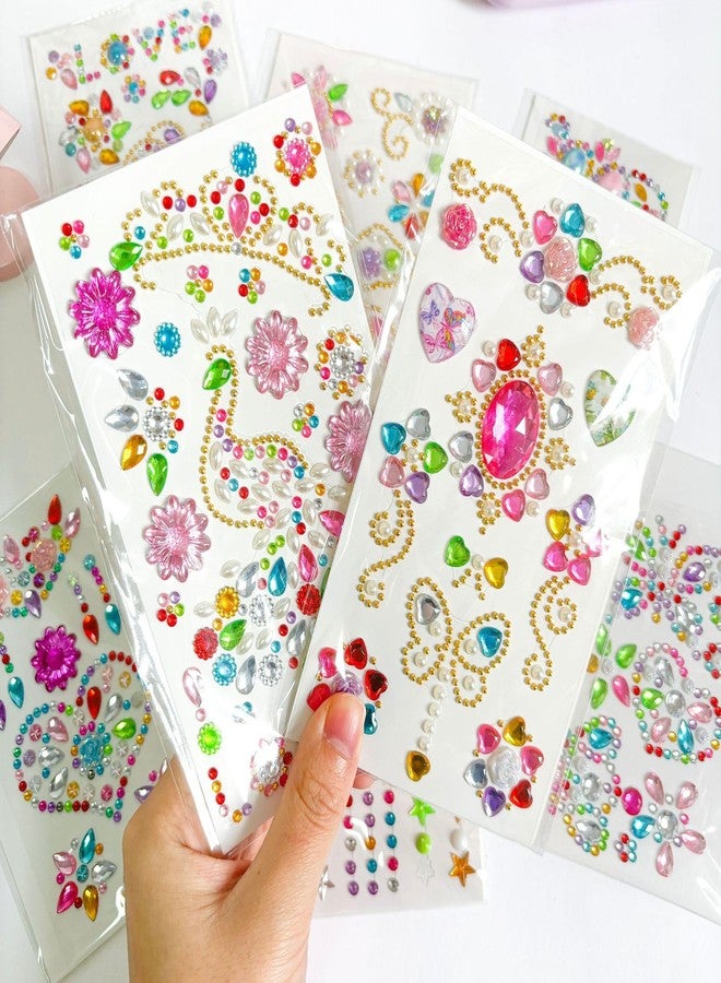MAXLEAF 8 Pads Gemstone Deco Sticker for DIY Craft, Colorful Diamond Gems Round Square Stars Butterflies Stickers, Maxleaf Transparent Decorative Stickers for Scrapbooking Journals Art Supplies - Image 4