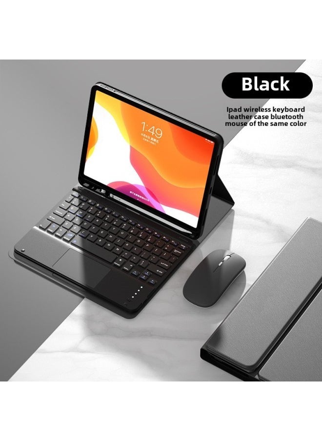 Generic For IPad10 Generation Protective Case Magnetic Suction With Pen Slot Pro11 Bluetooth Keyboard Mouse 9 Generation Tablet Protective Case-Color:Mysterious Black-leather Case Touch Keyboard And Mouse-Applicable Model:iPad 10 Generation 10.9 "(2022)  - Image 1