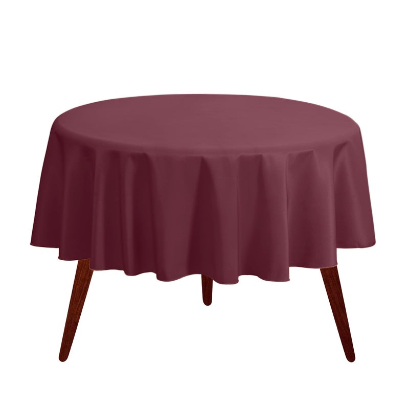 Gee Di Moda Round Tablecloth  70 Inch Burgundy Round Table Cloth for 24 to 48 Inch Round Tables  Heavy Duty Washable Fabric  for Buffet Table Holiday Party Dinner Wedding  Baby Shower