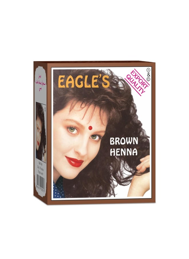 EAGLE'S Brown Henna Powder for Hair, 6 Sachets x 10 gm Each, Natural, Brown Color, Ammonia-Free, Nourishes & Strengthens Hair, Long-Lasting, Salon-Quality Finish, Easy to Use Multi-Pack - Image 1
