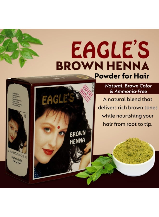 EAGLE'S Brown Henna Powder for Hair, 6 Sachets x 10 gm Each, Natural, Brown Color, Ammonia-Free, Nourishes & Strengthens Hair, Long-Lasting, Salon-Quality Finish, Easy to Use Multi-Pack - Image 2
