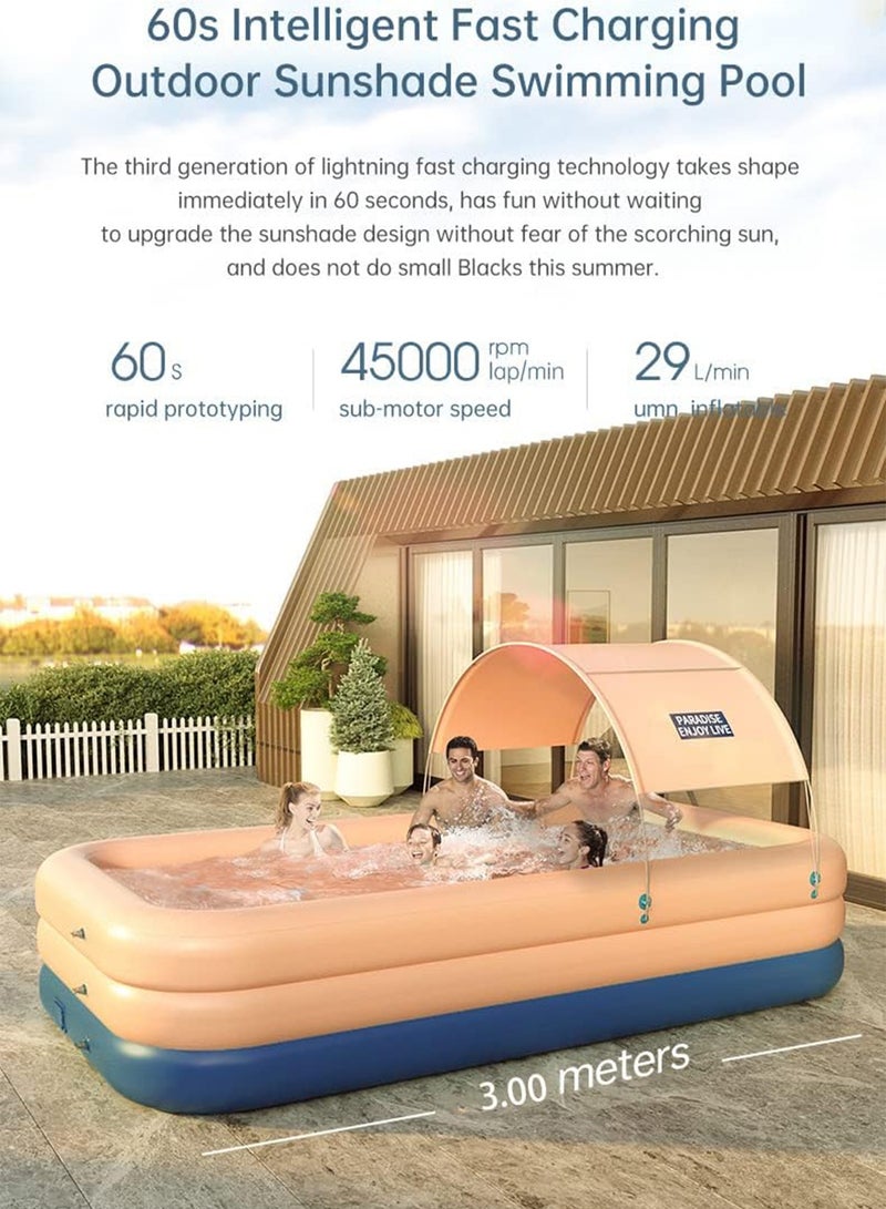 MONOGUE Automatic Inflatable Swimming Pool with Sun Shade for Kids & Adults Family Pool - Image 2